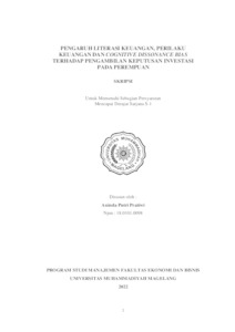 PENGARUH LITERASI KEUANGAN, PERILAKU KEUANGAN DAN COGNITIVE DISSONANCE ...